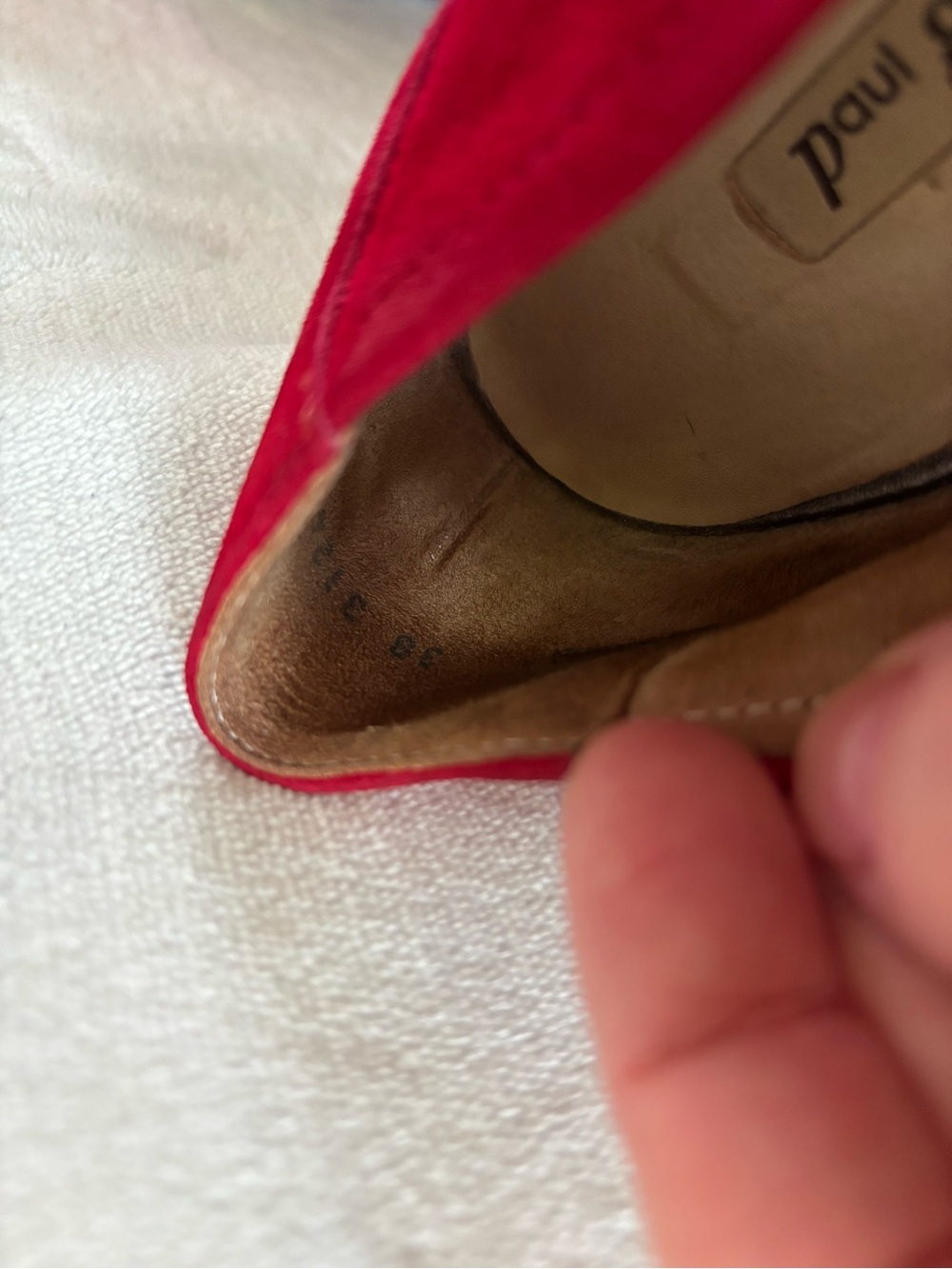 Paul Green Red Suede Pointed Toe Block Heel Pumps Size 7.5/EU 38Low Heel Classic - Picture 8 of 9